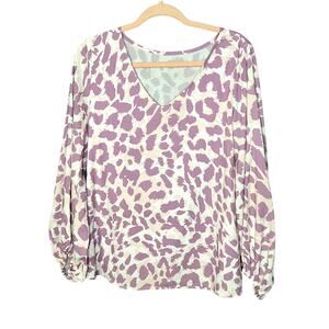 Oversized Animal Print Long Sleeve Size Small Pink Purple Delicate Blouse Girly